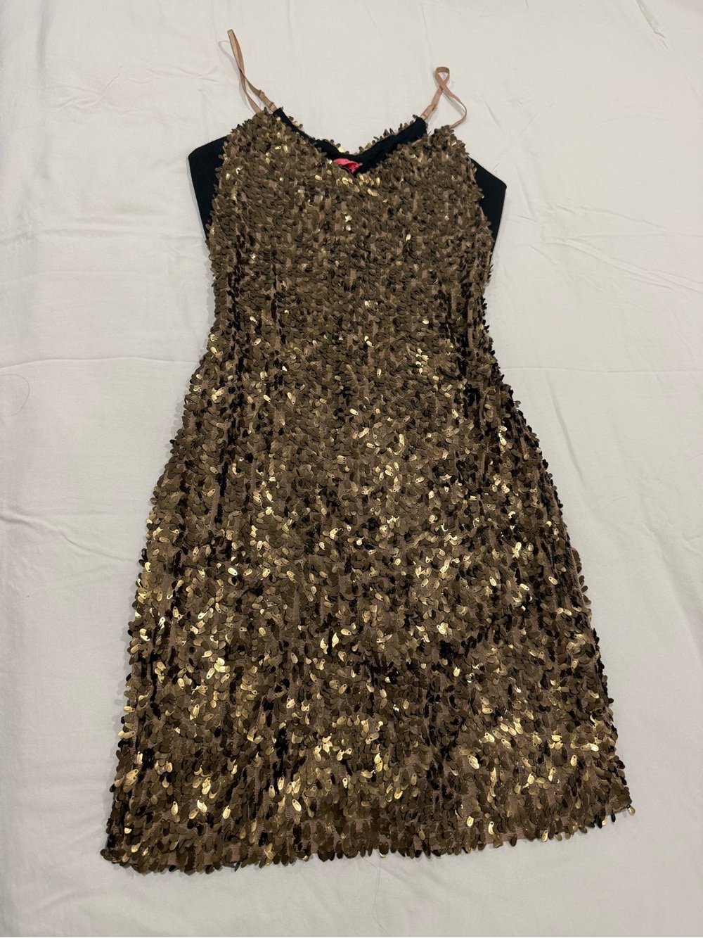 Eight Sixty Gold Sequin Party Dress with Black Accents XS